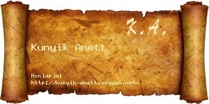 Kunyik Anett névjegykártya